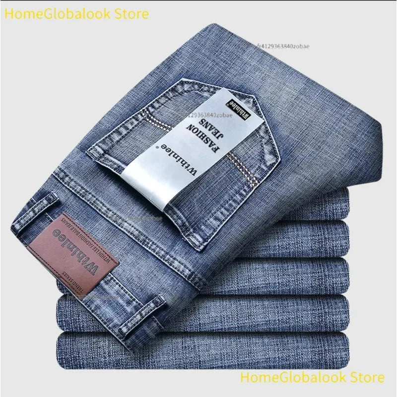 New Business‑Style Men's Jeans, Comfortable Straight Leg Stretch Denim Pants, Classic Blue Black Work Trousers, Fashion Versatile Male Clothing For Office, Business Occasions And Casual Daily Outfit