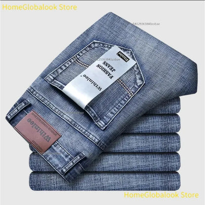 New Business‑Style Men's Jeans, Comfortable Straight Leg Stretch Denim Pants, Classic Blue Black Work Trousers, Fashion Versatile Male Clothing For Office, Business Occasions And Casual Daily Outfit