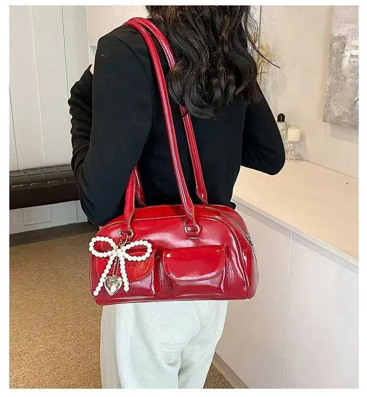 Fashionable Underarm Bow Bag for Women 2024 Korean Edition New Simple Leisure Pillow Bag Trendy Versatile Shoulder Bag
