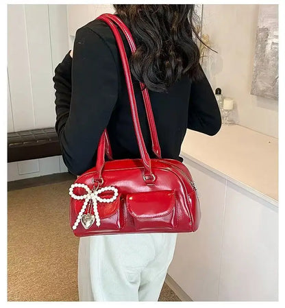 Fashionable Underarm Bow Bag for Women 2024 Korean Edition New Simple Leisure Pillow Bag Trendy Versatile Shoulder Bag