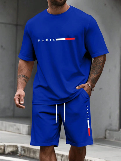 Men's Tracksuit 2 Piece O-neck Short Sleeve Shirt Shorts Set Men's Running Suit Plus Size T shirts Man Clothing Summer T-shirt