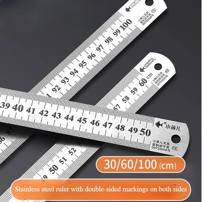 Stainless Steel Metal Straight Ruler Precision Double Sided Precision Measuring Tool Scale Metric Ruler Accessories 15-40cm