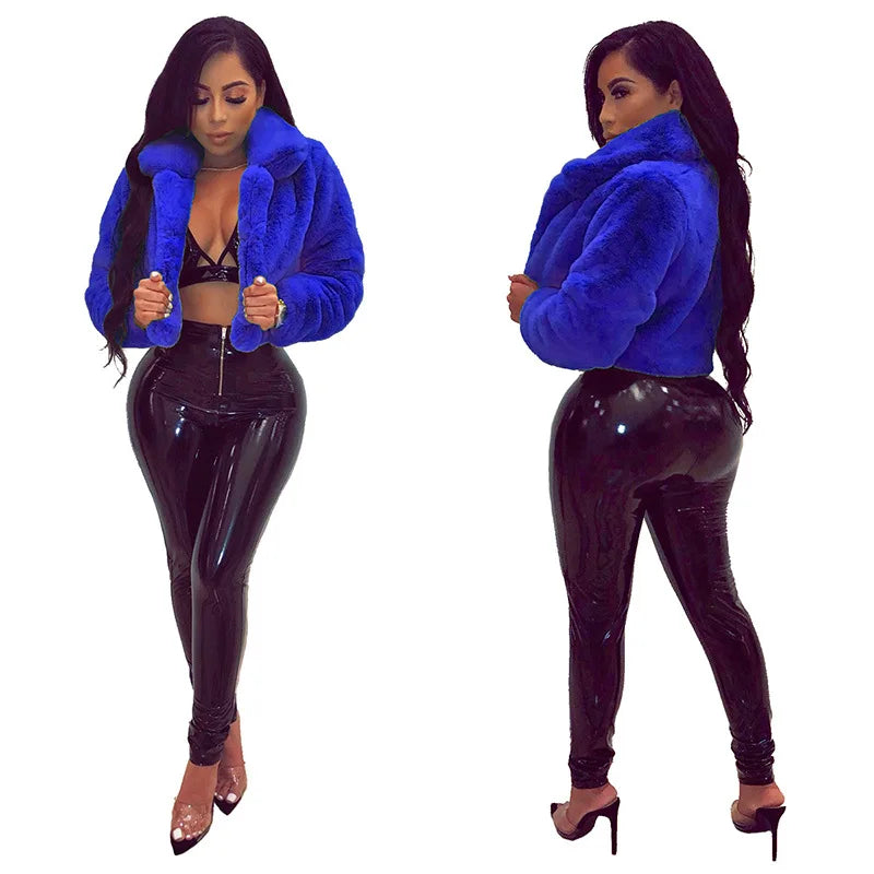 Women Coat Faux Fur Coats Sexy Short Jackets Turn Down Collar Long Maxi Loose Open Stitch Thick Warm Outerwear Autumn Winter