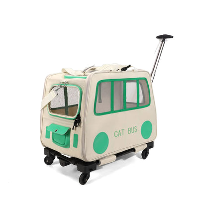 Multifunctional Pet Travel Trolley Case Portable Cat/Dog Carrier Bag Zipper Closure-Foldable Solid Pet Luggage Outdoor Travel