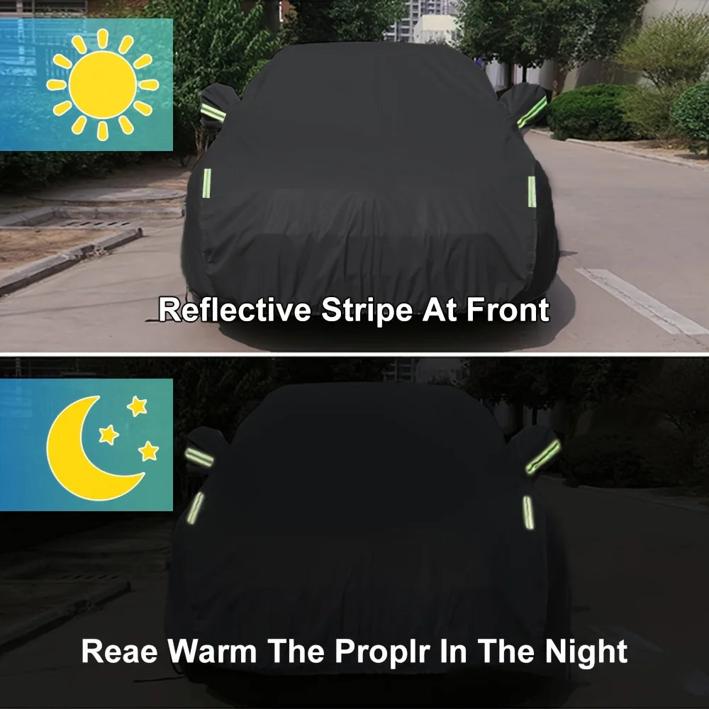 Car Cover Outdoor Protection Exterior Sun Snow UV Covers SUV Sedan Auto Sunshade Dustproof Waterproof Black Silver