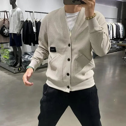 Men's Clothing Icon V Neck Cardigan Knit Sweater Male with Pockets Jumpers Tops Best Selling Products 2025 New in Knitwears A X