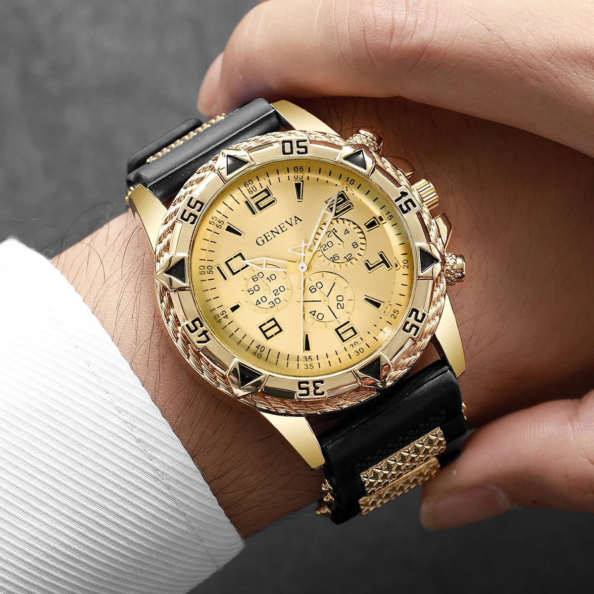 Luxury Arabic Dial Men Business Quartz Watch Fashion Silicone Strap Wristwatch For Man Clock Reloj Hombre (Without Box)