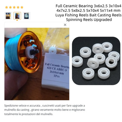 4Pcs 623CE Full Ceramic Bearing 3x10x4 mm ABEC-9 for Fishing Spinning Baitcasting Reel Corrosion Resistant Oil Free