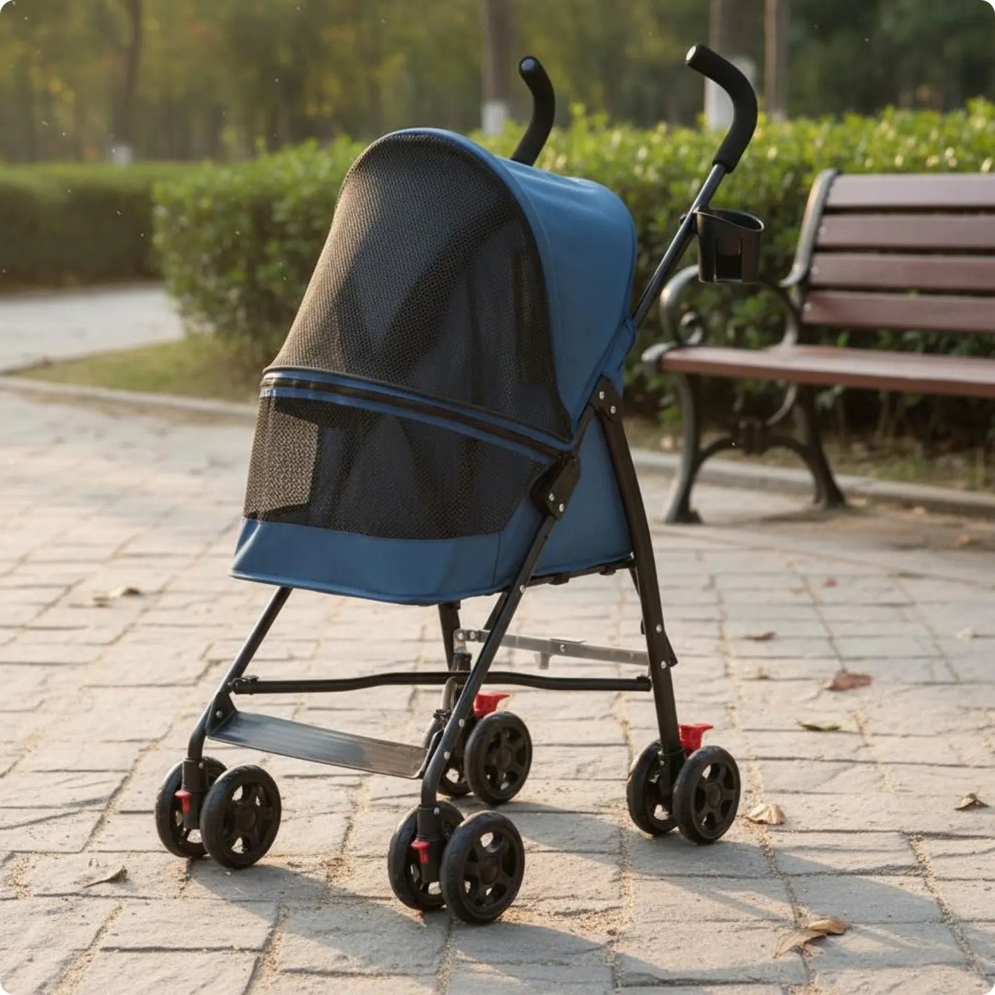 Foldable Pet Stroller Ventilated Lightweight Pet Stroller Brake System Cup Holder for Dogs, Travel, Park