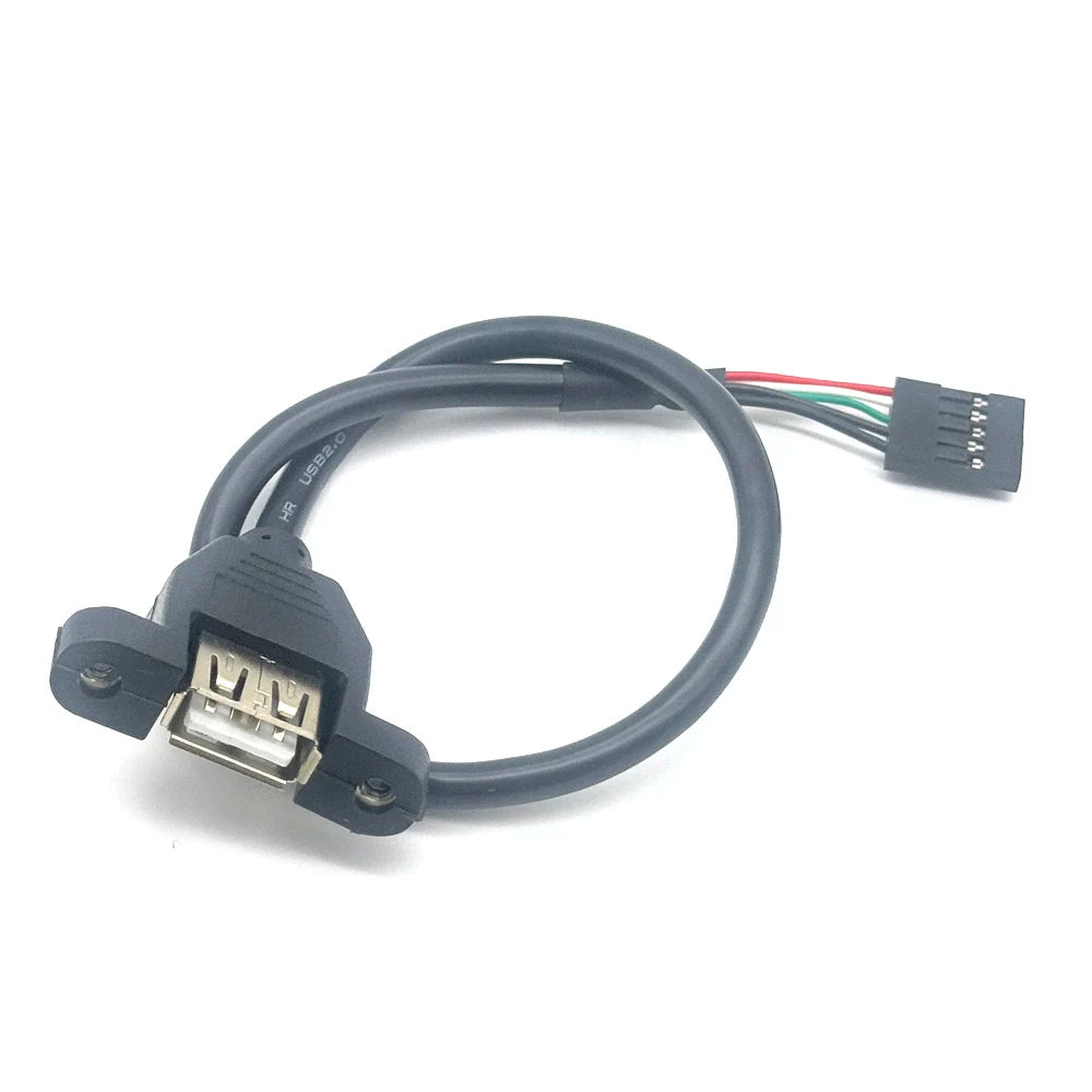 USB 2.0 A Male to Female 5 Pin Extend Cable USB 2.0 A Female Panel Mount to USB A Male Angle Plug Extension Cable 30CM