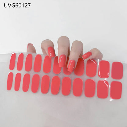 20/22Tips UV Semi cured Gel Nail Stickers Waterproof Long Lasting Full Gel Nail Wraps Press On Nail Decal DIY Manicure