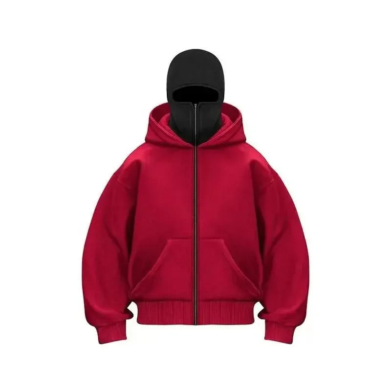 Men and Women Balaclava Y2K Gothic Harajuku Winter New Item Double Hooded Sweatshirt Men's Hooded Mask Zipper Sportswear
