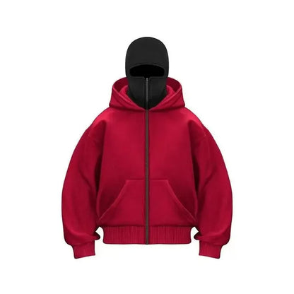 Men and Women Balaclava Y2K Gothic Harajuku Winter New Item Double Hooded Sweatshirt Men's Hooded Mask Zipper Sportswear