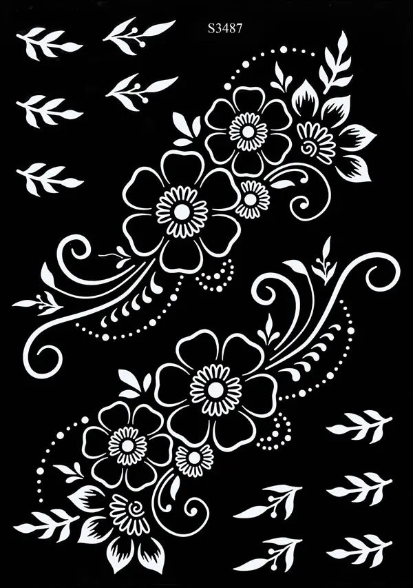 Flower Tattoo Stencil Reusable Henna Template for Hand and Body Henna Tattoo Design for Wedding Festival Party Tattoo Tools