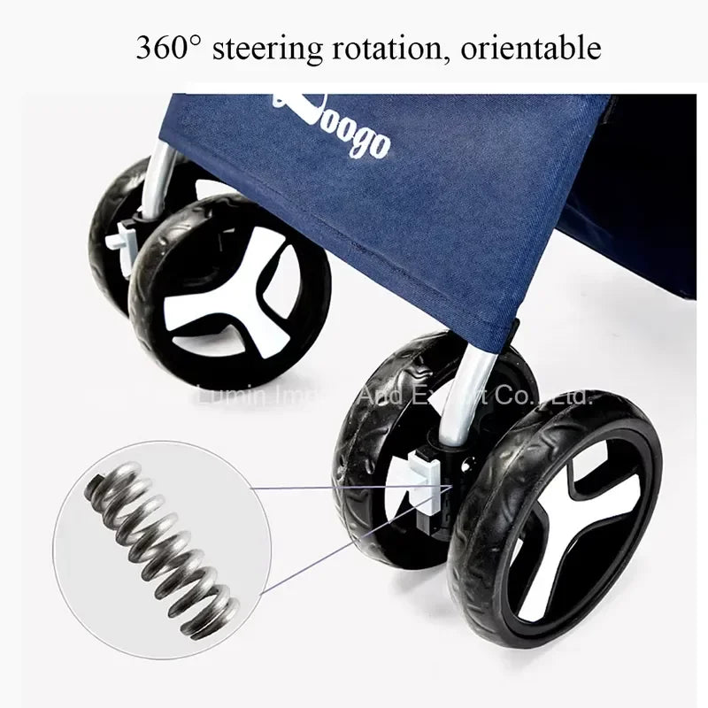 Pet Stroller Luxury Folding Dog Stroller Outdoor Pet Trolley Carrier Travel Large Wheels