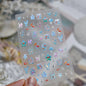 5D Starfish Fish Tail Small Fish Blue Bow Shell Silver Glitter Star Nail Art Stickers Ocean Fantasy Summer Nail Decals Manicure