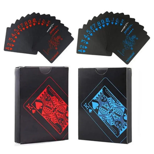 Aukštos kokybės 1 komplektas juodų folijuotų pokerio kortų, atsparios vandeniui, riboto leidimo kolekcijos magiškos pokerio kortos, kūrybiška dovana
