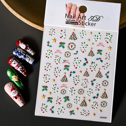 Winter Christmas Atmosphere Nail Stickers Snowman Snowflake Wapiti Self-adhesive High Quality Cute Nail Stickers Nail Art Deco