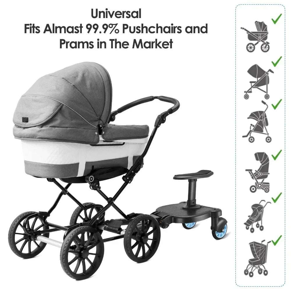 Twins Baby Stroller Pedal Adapter Stroller Accessorie Second Children Auxiliary Trailer Twins Scooter Standing Plate with Seat