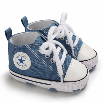 Print Star Sports Baby Canvas Classic Sneakers Newborn Baby Boys Girls First Walkers Shoes Infant Toddler Anti-slip Baby Shoes