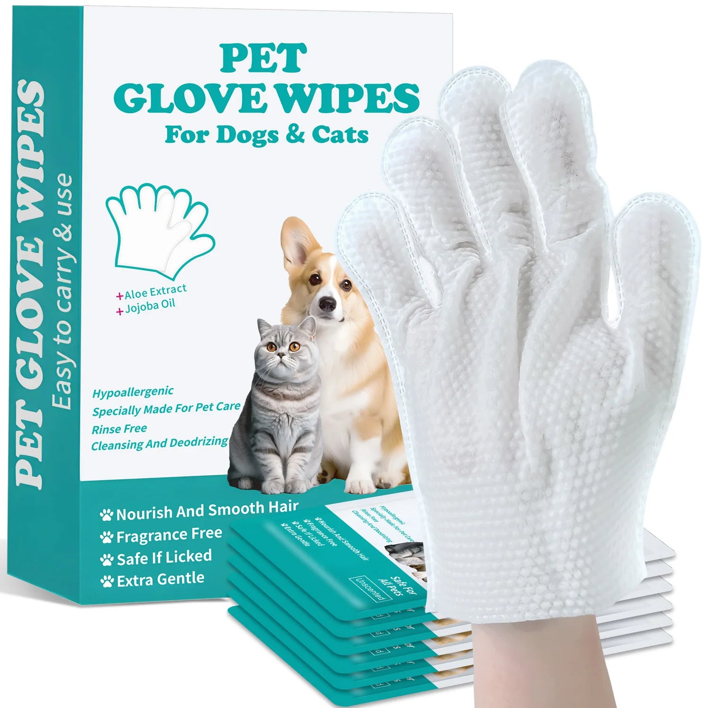 Pet Cleaning Disposable Gloves for Cats And Dogs No-Wash Bathing Hand Sanitizer Pack of 6 for Pet Care