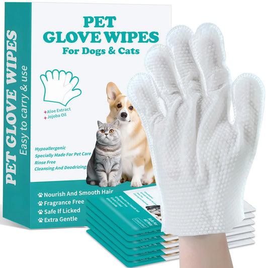 Pet Cleaning Disposable Gloves for Cats And Dogs No-Wash Bathing Hand Sanitizer Pack of 6 for Pet Care
