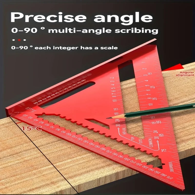 7/12 Inch Precision Aluminum Woodworking Angle Ruler with Serrated Edges, Suitable for Precision Measurement