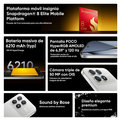 Global Version POCO F8 Pro 5G Smartphone Snapdragon® 8 Elite 6.59" Eye-care AMOLED display 6210mAh 100W HyperCharge IP68 NFC