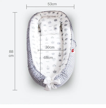 85x50cm Baby Nest Baby Crib Infant Cradle Cotton Cot Newborn Nursery Bassinet with Pillow Infant Toddler Lounger