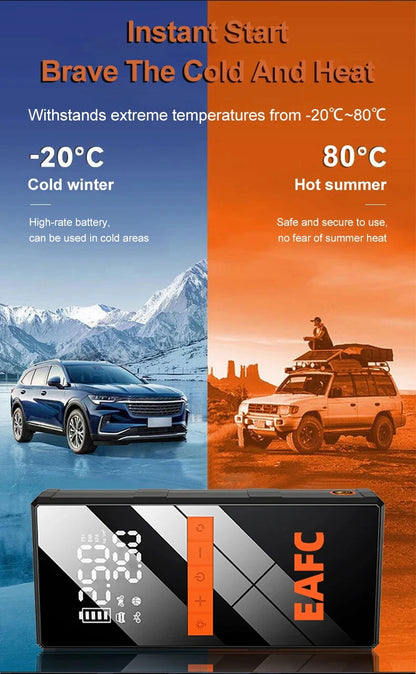EAFC 1200A Car Jump Starter Air Pump Portable 2 in 1 Air Compressor Multi-function Tire Inflator Auto Portable Battery Starter