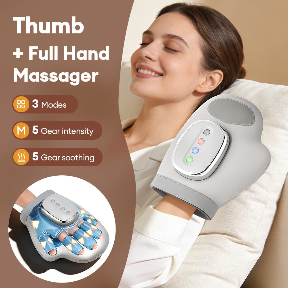 5 Level Hand Massager with Airbag Compression Finger Wrist Palm Massage Machine Vibration Glove for Hand Muscle Relax