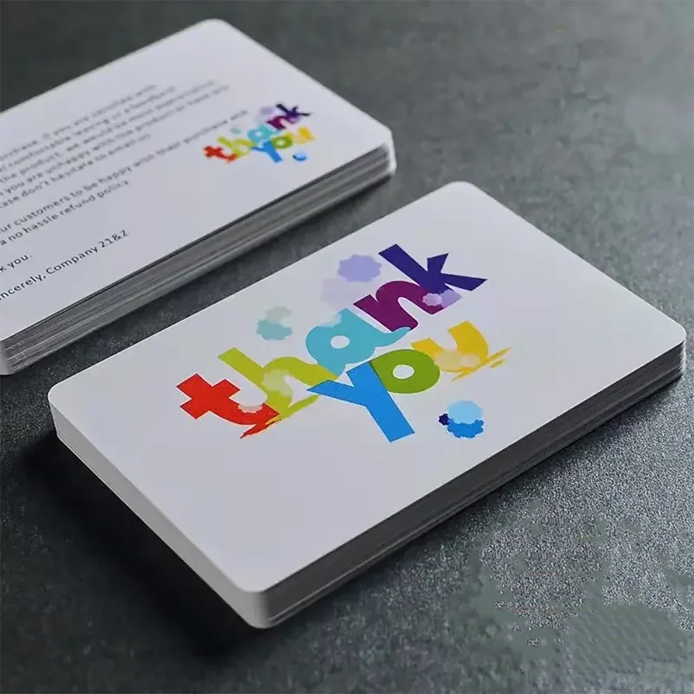 Custom PVC Business ID Card Own Design Logo Name Plastic Waterproof Double Side Glossy Matte Thank You 0.38mm 85.5*54mm 200pcs