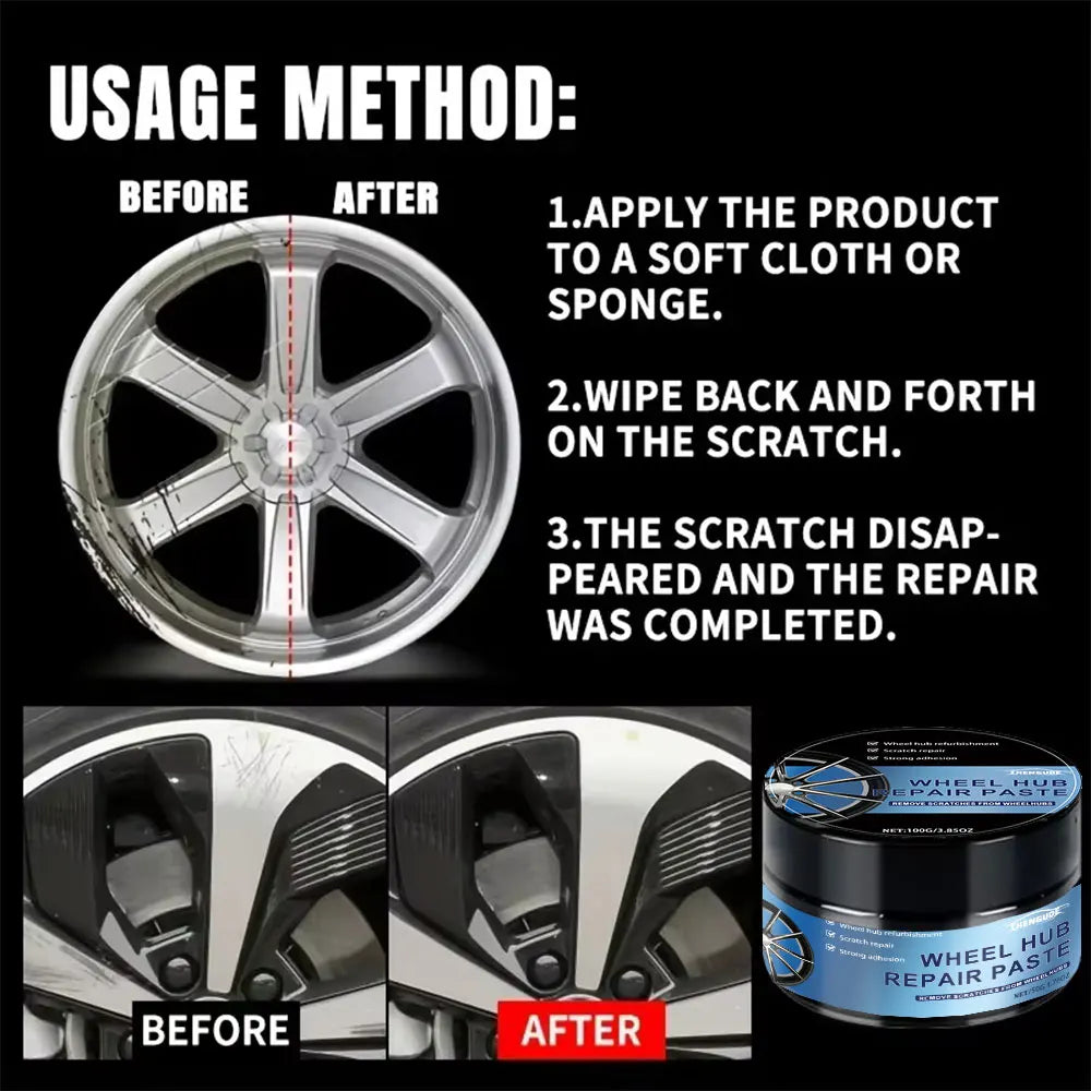 100g Car Wheel Scratch Repair Paste, Tire Wheel Scratch Repair Paint Paste - Aluminum Alloy Wheel Repair
