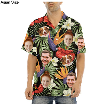 Hawaiian Shirt With Custom Face For Men Women Personalized Hawaii Gift For Girlfriend Boyfriend Tropical Beach Button Down Shirt