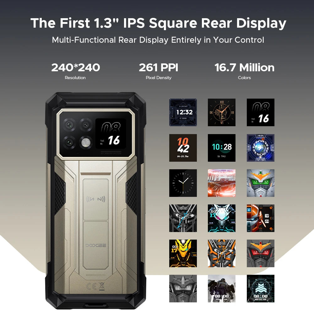 DOOGEE S200 Max 5G Rugged Phone 1.32" Rear Display Dual light Flashlight 22000mAh Battery 66W 6.72” 120Hz 16GB 512GB Smartphone