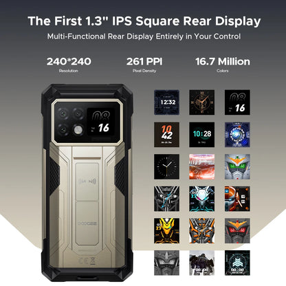 DOOGEE S200 Max 5G Rugged Phone 1.32" Rear Display Dual light Flashlight 22000mAh Battery 66W 6.72” 120Hz 16GB 512GB Smartphone