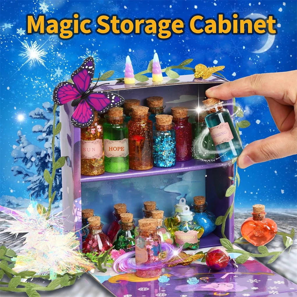 DIY Fairy Magical Potions Kit for Kids Potion Making Set Fairy Potion Bottles Craft Toy Science Set Magic Kits（24pcs)）