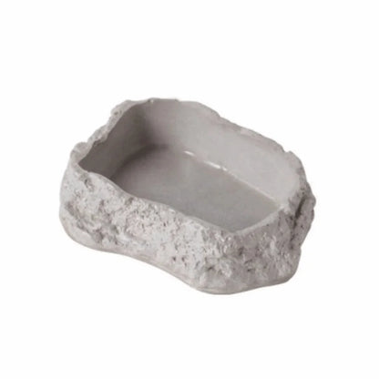 Anti-slip Climbing Pet Food Bowl Easy Clean Realistic Stone Reptile Drinking Water Feeding Tray Safe Durable Reptile Food Bowl