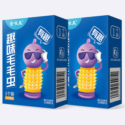Reusable Condoms For Men Caterpillar Shape Condoms With Spikes Mustache Tendrils Penis Sleeve Super Exciting For Men Sex Toy
