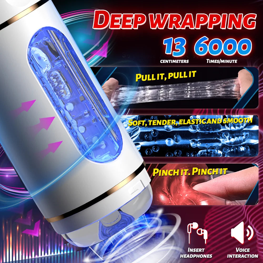 Sucking Vibration Male Masterburbatar Hands Free with 10 Sucking Vibration Modes Automatic Male Masturebster, Blowjobob Machine