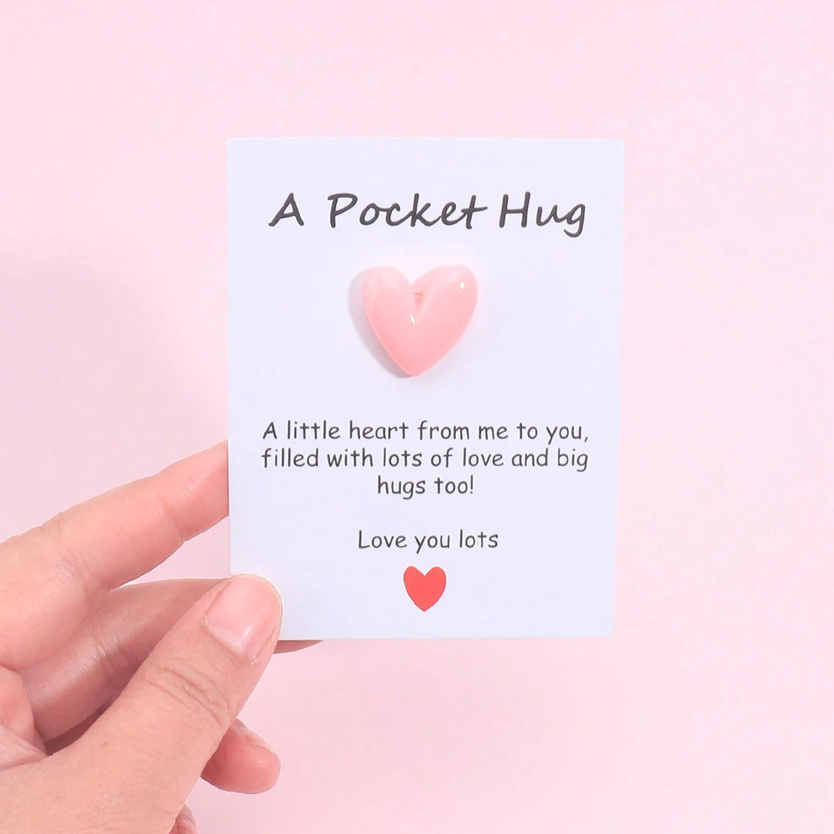 4 Pack Small Cute Pocket Hug Cards, Heart Shape Encouragement Greeting Cards, Mini Love Cards for Birthday Valentine