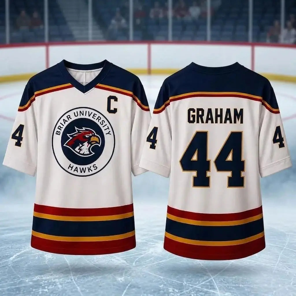 Off Campus Briar University Hawks Jersey Shirt Garrett Graham 44 Hockey Shirt Summer Sports Men's T-Shirt Tee Y2k Woman ﻿