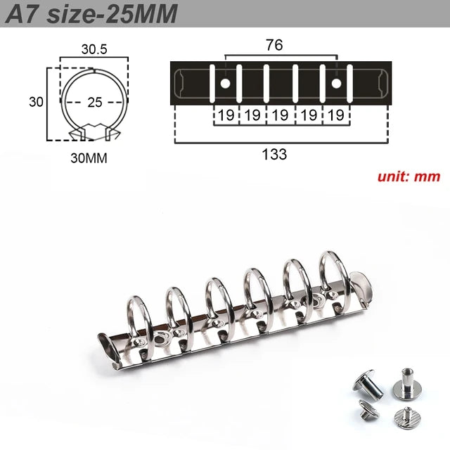 Metal Spiral Rings Binder Clip With 2 Pairs of Screw For Diary Notebook Planner A7 Binder Clip File Folder