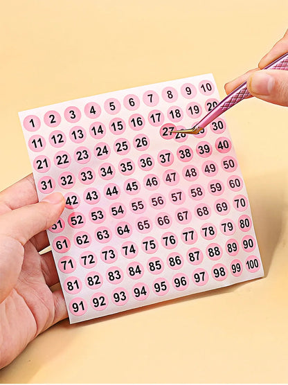 2Pcs/Lot Waterproof Pink Number Sticker Label For Nail Polish Color Gel Varnish Marking Digital Label Sticker Manicure Tool
