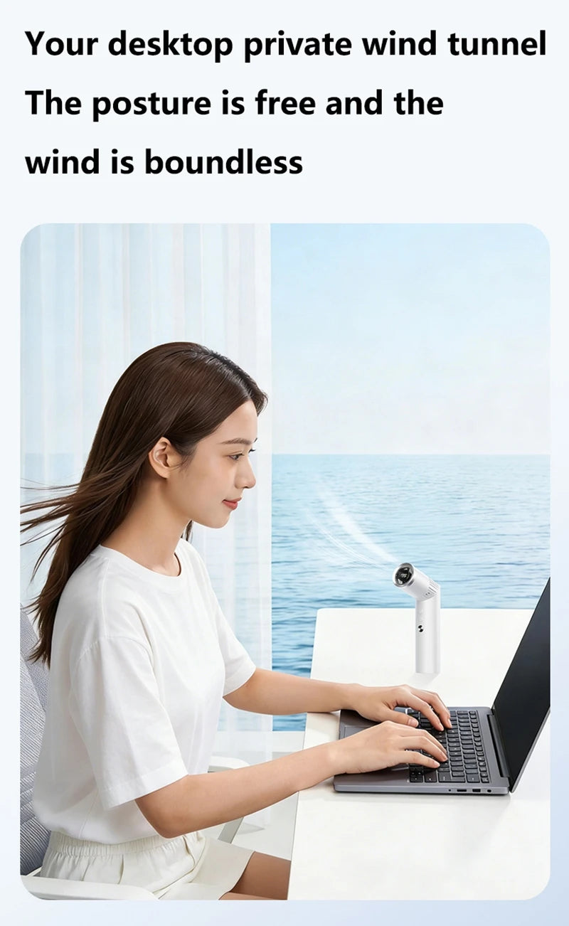 Lenovo Portable Foldable Handheld Fan Brushless Motor USB Rechargeable Mini Fan 199-Speed Settings with LED Display Small Fan
