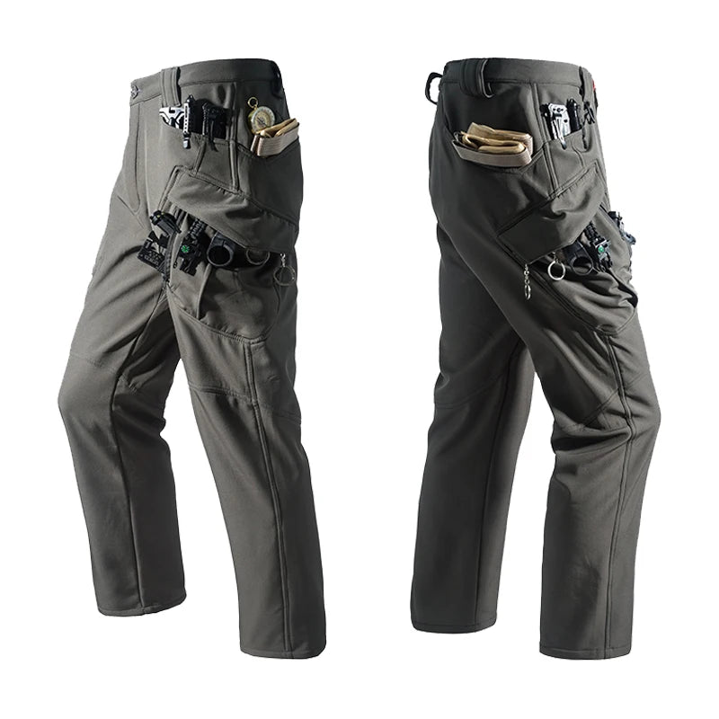 Men's City Cargo Autumn Winter Fleece Softshell Hiking Pants Fishing Climbing Trekking Casual Hunting Camping Trousers M-5XL