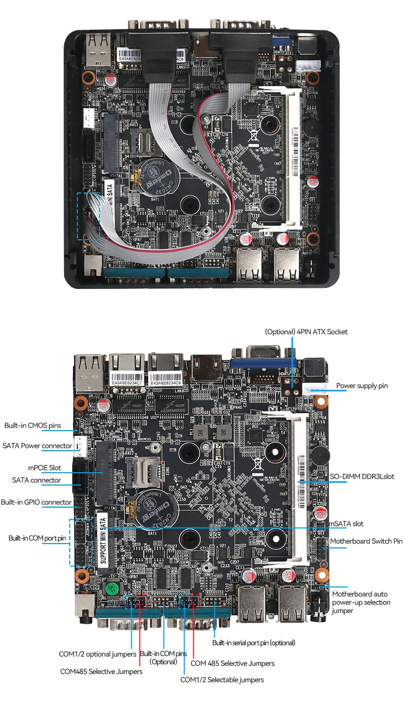 Helorpc Industrial Mini PC N2840/J2900 Support WIN10 LINUX with 2xGigabit LAN 5xUSB2.0 1xUSB3.0 4xDB9 COM 1xHDMI 1xVGA Computer