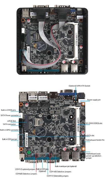 Helorpc Industrial Mini PC N2840/J2900 Support WIN10 LINUX with 2xGigabit LAN 5xUSB2.0 1xUSB3.0 4xDB9 COM 1xHDMI 1xVGA Computer