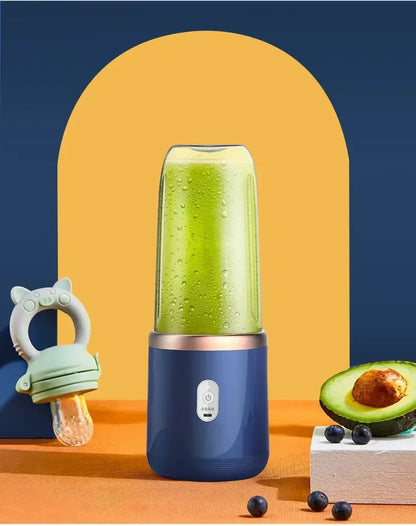 Portable Fruit Juicer Blenders Outdoor Personal Electric Mini Bottle Home USB Charge 6 Blades Double Cup Juicer Machine