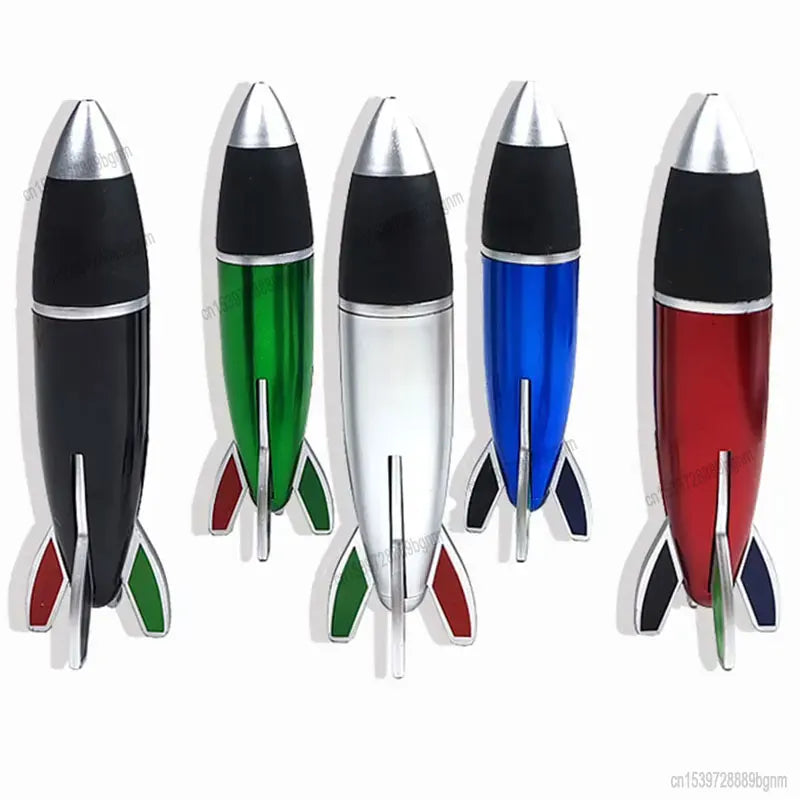 4in1 Color Retractable Rocket Ballpoint Pen 1.0mm Bullet Tip Office School Writing Signature Ball Pens Stationery Black Blue Red
